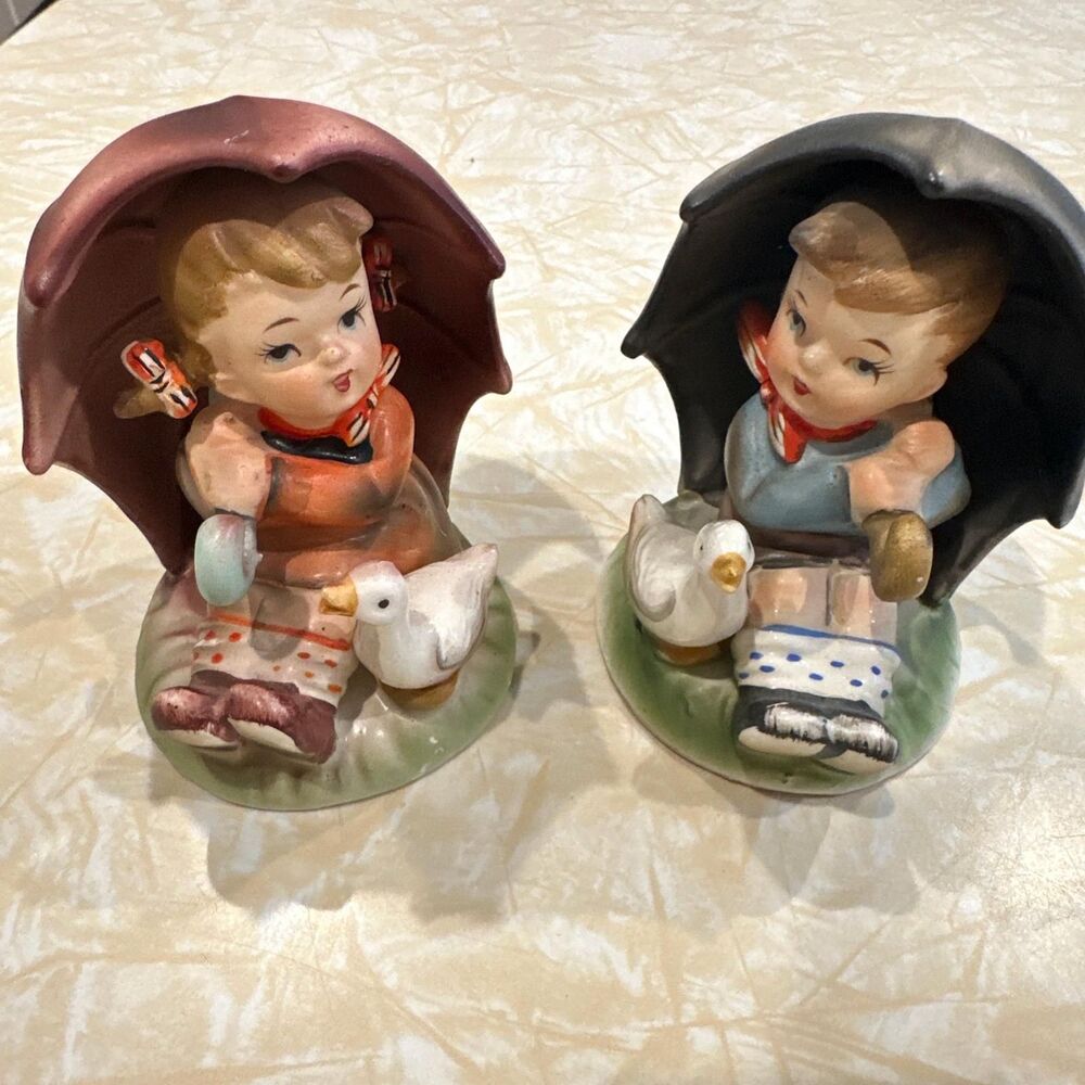 Pandora Made in Japan Hummel Style Girl Under Umbrella with Goose